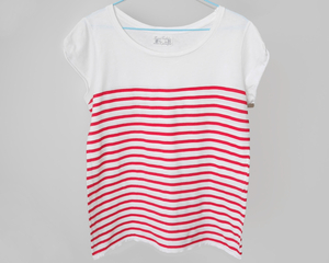 美品 4,200円 ザラ半袖Tシャツ ボーダー柄レディースMサイズ38レッド白タンクトップSカットソー36ストライプ赤キャミソールRRLノースリーブ