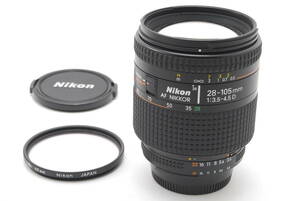 1円～ 【概ねキレイ】Nikon Ai AF Zoom Nikkor 28-105mm F3.5-4.5D IF 動作も写りもOK 前後キャップ、フィルター(Nikon L1Bc 62mm)付き
