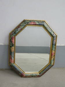 【イタリア製】【即日発送】BEVELLED MIRROR　壁掛けミラー　鏡　木製　八角形