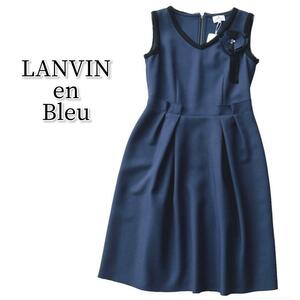 新品 LANVIN en Bleu コサージュ付き ワンピース 大人綺麗め 38