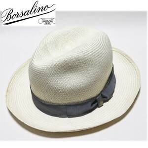 《Borsalino ボルサリーノ》新品 定価55,000円 イタリア製 春夏モデル 天然草 パナマハット 麦わら帽子 ミディアムブリム 58(M)A8126