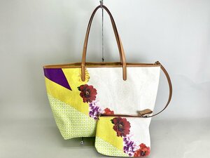 ETRO エトロ トートバッグ ペイズリー柄 花　 PVCレザー ポーチ付き　[03-3766