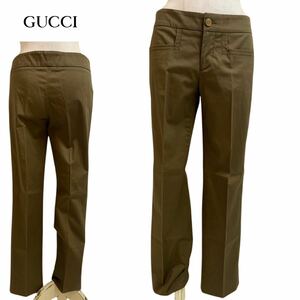 GUCCI VINTAGE グッチ ヴィンテージ 2004s TOM FORD トムフォード期 MADE IN ITALY イタリア製 ストレッチパンツ カーキ系 40 アーカイブ