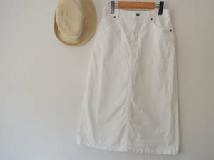 CINEMA CLUB ホワイトデニム　ロングタイトスカート　後ゴムＭサイズ　シネマクラブ　美品　白スカート