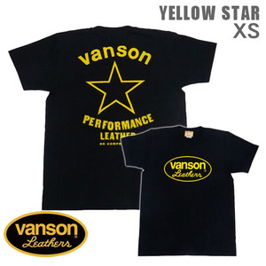 VANSON / バンソン 半袖Ｔシャツ VSS-12「YELLOW STAR」サイズXS　ブラック イエロースター 別注