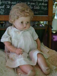 超レア！1900年初期 アンティーク赤ん坊ドール人形 USA製ヴィンテージ/イギリスantique蚤の市ブロカントフランスニューヨーク