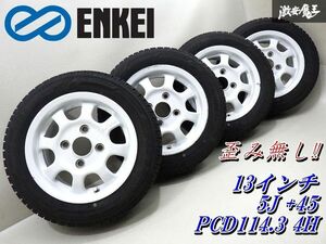 ●売り切り【歪み無し!!】 ENKEI エンケイ RC-G2 競技用 13インチ 5J +45 PCD 114.3 4H ICE GUARD IG60 155/65R13 セルボ カプチーノ 棚R-4