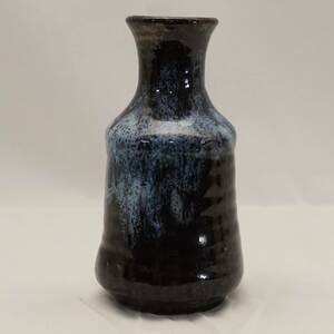 民国 宜興窯 海鼠釉 花瓶 17cm 紫砂 中国美術 唐物