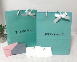 ティファニー「TIFFANY&Co.」ショッパー 2枚組 小物箱サイズ 旧型 (3022) 正規品 付属品 ショップ袋 ブランド紙袋 折らずに配送 わけあり