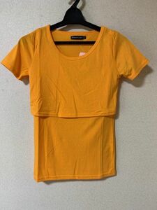 マタニティ　半袖Ｔシャツ　Ｓ　オレンジイエロー 【KAE-1512】