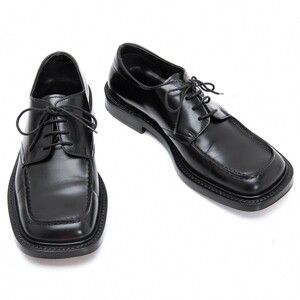 プラダPRADA スクエアトゥレザーシューズ 黒5 1/2(24.5cm位)