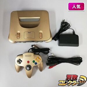 gA409b [動作品] N64 ニンテンドウ64 ゴールド 本体 コントローラー ACアダプタ AVケーブル | ゲーム X