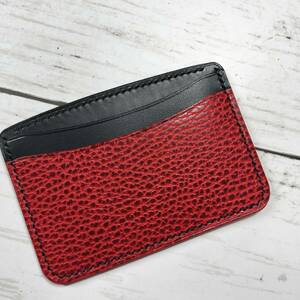 RiDo Leather Works【ドラーロ&ブッテーロ】カードホルダー★レッド×ブラック　カードケース　イタリアンレザー　ハンドメイド