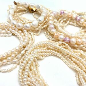 「淡水パールブレスレット10点おまとめ」a 重量約181.5g 真珠 ケシ pearl bracelet silver シルバー CE0 ジュエリー 