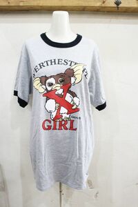 C72★GREMLINS × X-girl × OVER THE STRiPES GIZMO RINGER S/S BIG TEE ギズモプリントビックT レディース 半袖 FREEサイズ グレムリン★