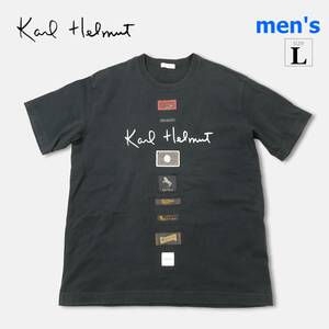 歴代のブランドタグのパッチワーク！【 カールヘルム (L) 】半袖Tシャツ ブラック Karl Helmut コットン100% メルローズ 日本製