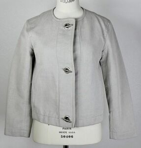 HERMES by MARTIN MARGIELA エルメス マルジェラ期 シェーヌダンクル 金具 ノーカラー ジャケット 34 ラムレザー トリミング jacket b7447