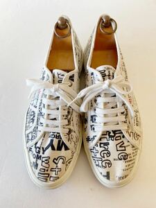 COMME des GARCONS x SUPERGA size EU44 US10 1/2 別注 キャンバススニーカー 白 黒 コムデギャルソン スペルガ