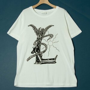 【1円スタート】メール便○ SAINT LAURENT サンローラン クルーネック半袖Tシャツ トップス 綿100％ ハイブランド 白 M イタリア製