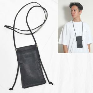 SLOW&CO × Et baas スロウ エバース SLOW 牛革 レザー グラスホルダー ショルダーバッグ 黒 銀スリヌバック ユニセックス