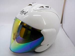 【送料無料】良品 Arai アライ SZ-Ram4 GLASS WHITE グラスホワイト Mサイズ ミラーシールド付き ジェットヘルメット