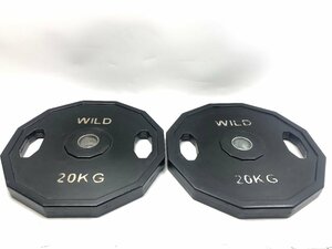 WILD FIT ワイルドフィット ラバープレート 20kg×2枚 ペア 総重量40kg 穴径50mm ウェイトプレート トレーニングギア ホームジム Y05130S