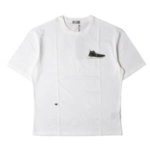 新品 Dior HOMME ディオールオム Tシャツ サイズ:L B21 スニーカー プリント BEE 刺繍 バックヘム ロゴ Tシャツ ホワイト イタリア製
