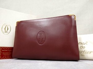 ●超美品●新品同様●Cartier カルティエ●マスト●カーフ レザー 本革●セカンド クラッチ バッグ●ボルドー●ゴールド金具●Js45802