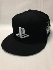 SONY PlayStation プレイステーション Logo ロゴ フラットキャップ 帽子 ブラック 刺繍キャップ プレイステーションファミリーマーク
