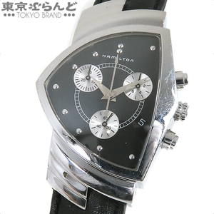 101719975 1円 ハミルトン HAMILTON ベンチュラ クロノグラフ H244121 ブラック SS レザー 腕時計 メンズ クォーツ式 電池式