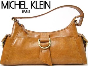 ●MK MICHEL KLEIN　ミッシェルクラン レザー ハンドバッグ 茶 ブラウン