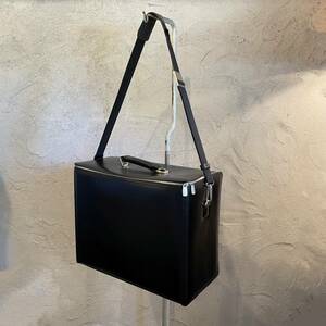 美品 dunhill ダンヒル ボックス ショルダー バッグ レザー ブラック トランク ブリーフケース