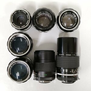 Nikon Fマウント Nikkor-S.C 50mm f1.4 , Nikkor-Q 135mm f3.5 , Nikkor 200mm f4 他 MFレンズ 7点セット まとめ ●ジャンク品 [8801TMC]