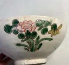 1109中国　清時代　哥釉➕粉彩碗　アンティーク　送料込み1109