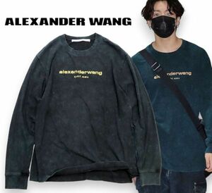 alexander wang エンブロイダリー刺ロゴ タイダイ 長袖Ｔシャツ アレキサンダーワン LOGO ロンＴ L/S T-SHIRT BTS jimin ジミン着XL JZ-4