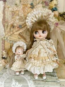 ♪saya outfit ♪ブライスアウトフィットセットとミニドールちゃん（全長15cm）♪Blythe outfit カスタムミニドール　天使　お洋服セット 