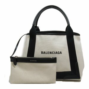 バレンシアガ ネイビーカバス　トートバッグ ブランドオフ BALENCIAGA レザー トートバッグ キャンバス/レザー 中古 レディース