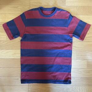 FREEWHEELERS フリーホイーラーズ Tシャツ CRIMSON RED x JET NAVY HORIZONTAL STRIPED 半袖 サイズS