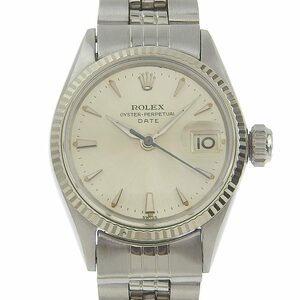 ROLEX ロレックス オイスターパーペチュアル デイト 9番台 6517 腕時計 SS 自動巻き レディース シルバー文字盤【I100223048】中古