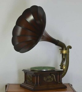 蓄音機　Les Phonographes de Francois Desire Odobez ウッドホーン 木製ラッパ/未使用保管品