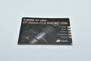 Canon EF LENS EF100mm F2.8 MACRO USM 使用説明書 送料無料 EF-TN-YO1468