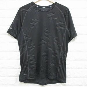 【ナイキ ランニング】お洒落！◆DRI-FIT Tシャツ(黒×グレー)◆XL