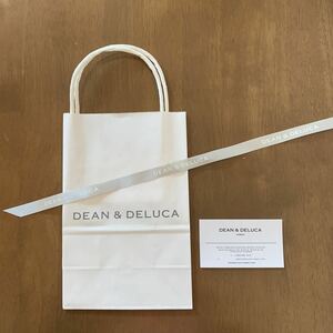 ハワイ DEAN&DELUCA ディーンアンドデルーカ 紙袋 リボン ショップカード プレゼント ギフト ショッパー エコバッグ 新品 シルバー 小