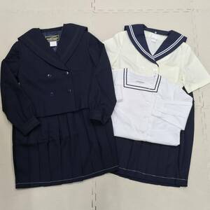 (未使用品)郡山商業高校 女子学生服 5点セット /外袋無し/L-/セーラーブレザー/ブラウス/セーラー/スカート/冬服/夏服