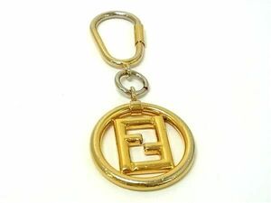 1円 FENDI フェンディ ロゴチャーム キーホルダー メンズ レディース ゴールド系 FD0192