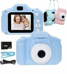 キッズカメラ 子供用デジタルカメラ SDカード コンパクトカメラ 子どもカメラ トイカメラ クリスマスプレゼント ブルー
