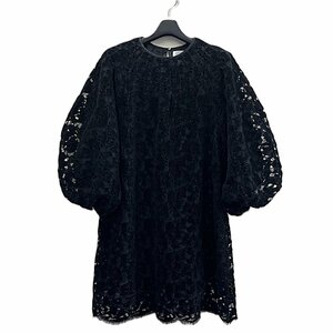 美品 20AW IENA LA BOUCLE イエナ ボリュームハーフスリーブ カットワークデザインチュニック ブラック ◆