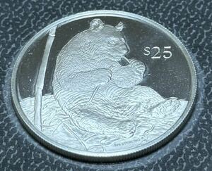 英領ヴァージン諸島　国際保護動物/パンダ　25ドル プルーフ銀貨(直径40mm） / フランクリンミント社