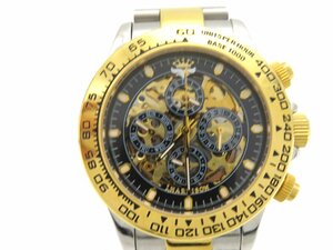 1円◆稼働◆ ジョンハリソン J.H-003 スケルトン ブラック 自動巻き メンズ 腕時計 M52702