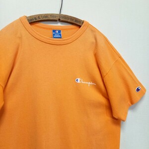 《サンフェード / アシッドオレンジ》80s 90s USA製 チャンピオン 袖シングル 綿100% Tシャツ メンズ XL ビンテージ トリコ ランタグ 